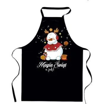 Kuchyňská zástěra KUCHYŇSKÁ ZÁSTĚRA S POTISKEM KOUZLA VÁNOC SNĚHULÁK vtipný vánoční dárek