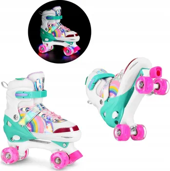 Kolečkové brusle Solidní nastavitelné dívčí kolečkové brusle s LED kolečky, vel 39-41 Nils Rainbow