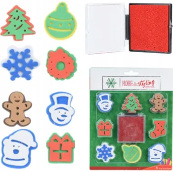 Dětské razítko Vánoční razítka Sada razítek 8 ks Razítka Dárek INKOUST