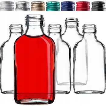 Láhev SKLENĚNÁ LÁHEV PLACATKA 100 ml SKLENĚNÁ LÁHEV NA LIKÉRY 100 ks ŠROUBOVACÍ UZÁVĚR