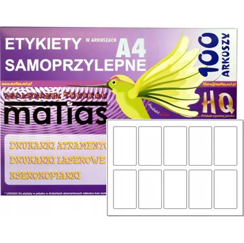 Speciální papír Samolepky 85x50mm Etikety A4 Bílé čisté /100 archů