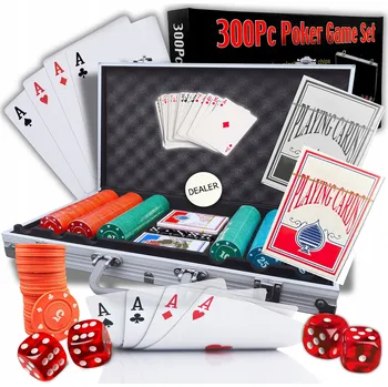 Pokerové sada POKER SET 300 ŽETONŮ Žetony na Poker Chips Set Karty Kufr