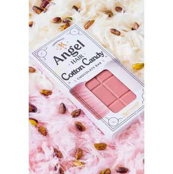 Čokoláda Čokoláda Angel Hair MERIVALDE Cotton Candy 180 g - růžová RUBY čokoláda s náplní z pistácií (50 % pistáciové náplně / ANGEL HAIR COTTON CANDY chocolate )