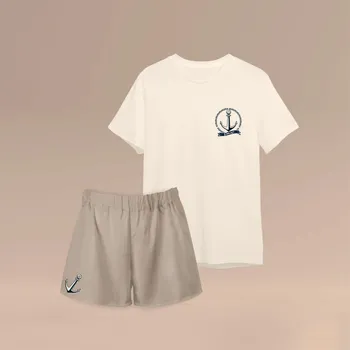 Pyžamový set s potiskem KOTVY a JMÉNA, pro muže Barva: Béžová, Velikosti: XXL