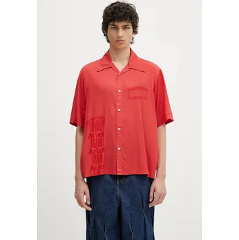 Dámská košile Košile Aries Ancient Column Satin Viscose Hawaiian Shirt, S, červená, 33X
