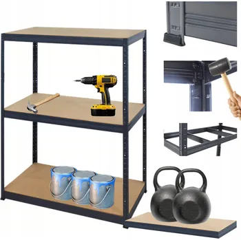 Dílenský regál Kovový regál do garáže a skladu PREMIUM HELIOS 106x75x40 cm, 3 police, nosnost 275 kg