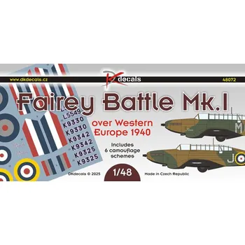 Plastikový model 1/48 Fairey Battle Mk.I o.W.Europe 1940 (6x camo)