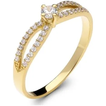 Prsten Couple, Decentní prsten Airi, žluté zlato se zirkony, vel. 56, prům. 17.8 mm, 585-35-1-0229.0Z00.0.56.001