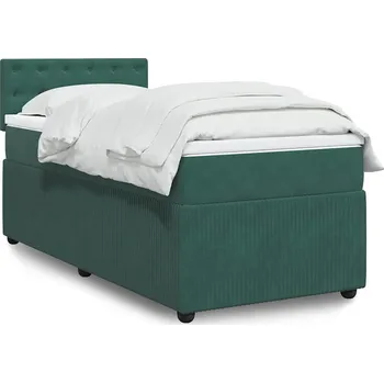 Postel vidaXL Box spring postel s matrací 90x200 cm samet [3287638] Barva: Tmavě zelená