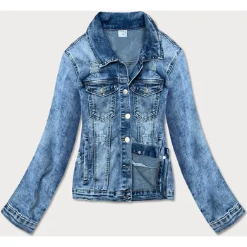 Světle modrá dámská džínová bunda s límcem (GD8631-K) odstíny modré S (36)