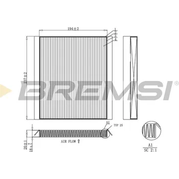 Kabinový filtr Filtr vzduchu v interiéru BREMSI FC0453C
