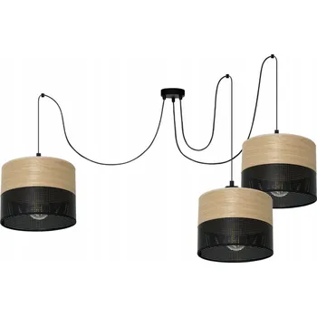 ZÁVĚSNÁ LAMPA LUSTR SPIDER STÍNIDLO S DÍRKAMI DŘEVO E27 3-BODOVÁ ČESKÁ VÝROBA