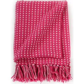 Přehoz na lůžko Bavlněný přehoz v kostce, 160 x 210 cm, růžový