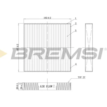Kabinový filtr Filtr vzduchu v interiéru BREMSI FC0898C