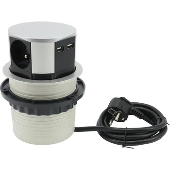 Elektrická zásuvka Elektrická zásuvková lišta s USB, do desky stolu Design Light stříbrná
