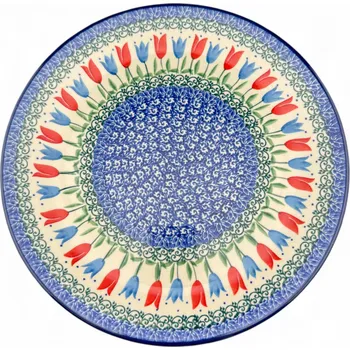 Talíř Mělký jídelní talíř Tulipány 25 cm, dekor 2599, keramika Bolesławiec