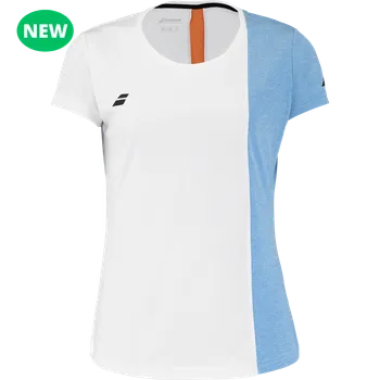 Dámské tričko Dámské tričko Babolat PLAY CAP SLEEVE TOP WOMEN White/Blithe Blue Hthr Velikost: S