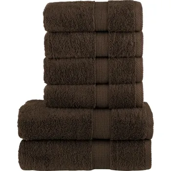 Utěrka vidaXL 6dílná sada ručníků Premium SOLUND 600 g/m² [137560] Barva: Hnědá