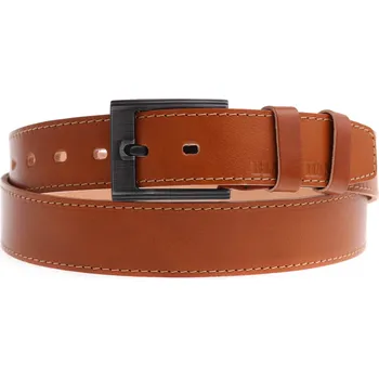 Opasek Pánský kožený opasek Black Hand 128-70 koňakově hnědý + světlé štepování Velikost = obvod pasu (cm): 115 cm