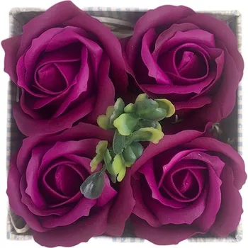 Mýdlo Ostatní Dekorace Mýdlové květy růží 4ks Fialová tmavá box