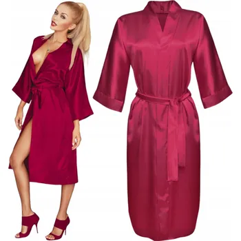 Dámský župan Dkaren dámský župan ke kolenům bez kapuce bordó velikost XL