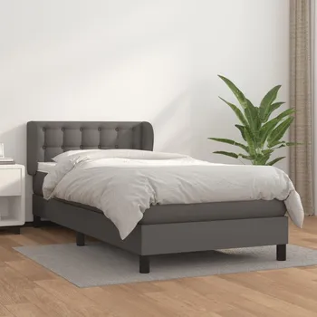Ložnice vidaXL Box spring postel s matrací 80 x 200 cm umělá kůže [3127278] Barva: Šedá