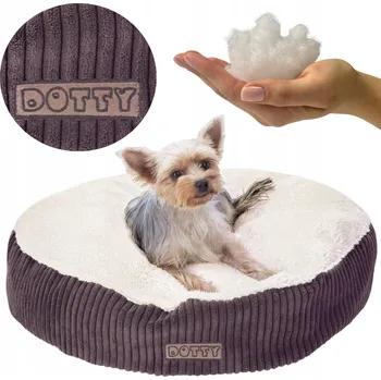 Pelíšek pro psa Kulatá taburet polštář pro psa kočku měkký pelíšek potah DOTTY plyšový