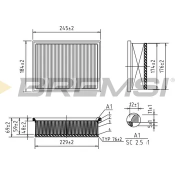 Vzduchový filtr Vzduchový filtr BREMSI FA1571