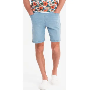 Pánské kraťasy Pánské šortky s elastickým pasem a pracím efektem - světle modré V1 OM-SRDS-0192 - L