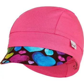 Módní doplněk LITTLE ANGEL kšiltovka tenká vzor Outlast® tm. růžová/srdíčka vel. 4 | 45-48 cm