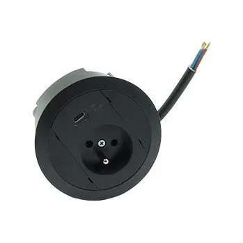 Elektrická zásuvka Zásuvka nábytková stolní 1x250V + USB nabíječka A černá Simon480