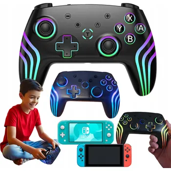 Gamepad Gamepad pro Nintendo, PC bezdrátový ovladač univerzální RGB černý