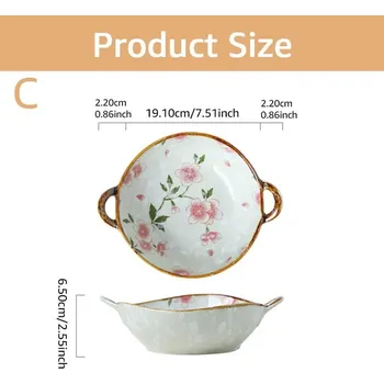 Keramická miska na polévku s uchem 700ml do mikrovlnky | jídelní miska, japonská miska - Styl C