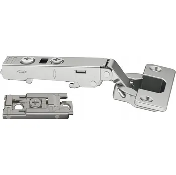 Nábytkové kování 3D Závěs Hafele Metalla+ s tlumením, naložený + přímá lineární montážní deska