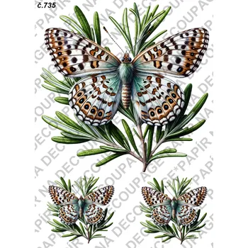 Umělecký papír Rýžový a soft papír na decoupage - Motýli - KB0735 Materiál: Soft, Rozměr: A4