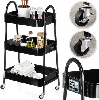 regál Kuchyňský/koupelnový vozík NA KOLEČKÁCH, regál, skříňka, košíky pro skladování