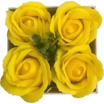 Mýdlo Ostatní Dekorace Mýdlové květy růží 4ks Žlutá box