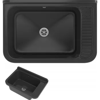 Granitový dřez Technický dřez Granitan černý jednokomorový polypropylenový s odkapávačem
