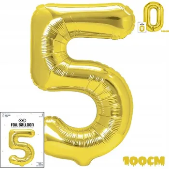 Balónek FÓLIOVÝ BALÓNEK ČÍSLO 5 ZLATÝ NA OSLAVU NAROZENIN PÁRTY 100cm