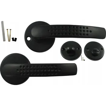 Dveřní kování KLIKA SANDRA ČERNÁ ROZETA KULATÝ ŠTÍTEK WC