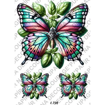 Umělecký papír Rýžový a soft papír na decoupage - Motýli - KB0728 Materiál: Soft, Rozměr: A4