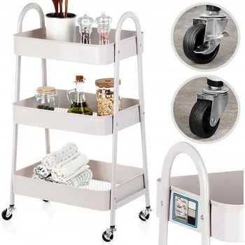 regál Kuchyňský/koupelnový vozík NA KOLEČKÁCH, regál, skříňka, košíky pro skladování