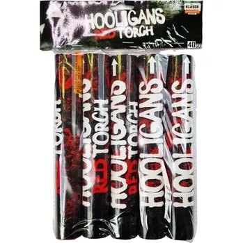 Zábavní pyrotechnika Klásek Trading, s.r.o. FOTBALOVÁ POCHODEŇ ČERVENÁ 25mm + Dým 5ks