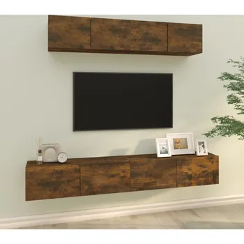 Obývací stěna vidaXL 4dílný set TV skříněk kompozitní dřevo [3114529] Barva: kouřový dub