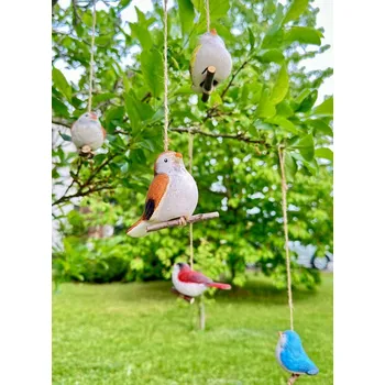 Zahradní dekorace Keramický ptáček color sada 5 ks