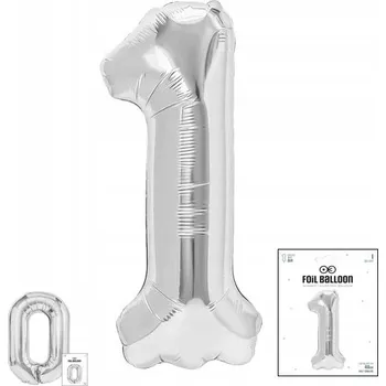 Balónek FÓLIOVÝ BALÓN ČÍSLO 1 STŘÍBRNÝ NA OSLAVU NAROZENIN 40 cm