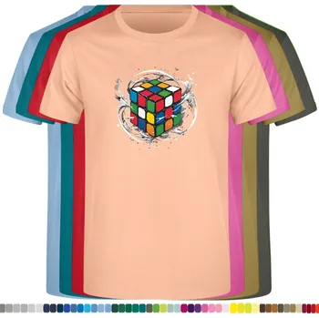 Pánské tričko panske-levne-bavlnene-tricko-digi-potisk-skladani-rubik-kostka Barva: Apricot - meruňkové, velikost: XXL
