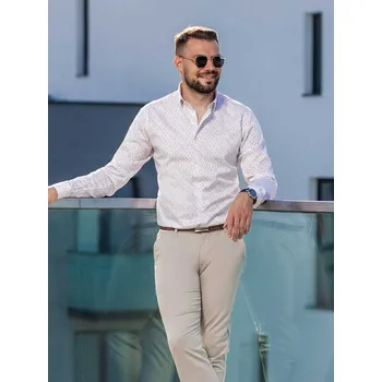 Pánská košile FERATT Pánská košile MARIO MODERN bílá vzor Velikost: S