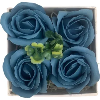 Mýdlo Ostatní Dekorace Mýdlové květy růží 4ks Petrolejová box