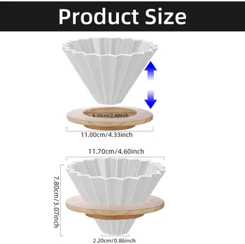 Kávovar Keramický ruční překapávač kávy s držákem | kávový filtr, ruční překapávač - Bílá s držákem